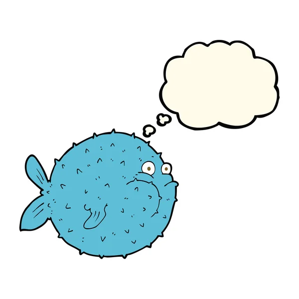 Bouffée de dessin animé poisson avec bulle de pensée — Image vectorielle