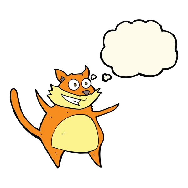 Engraçado desenho animado gato com pensamento bolha — Vetor de Stock