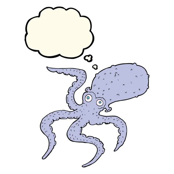 Cartoon octopus with thought bubble — Stock Vector