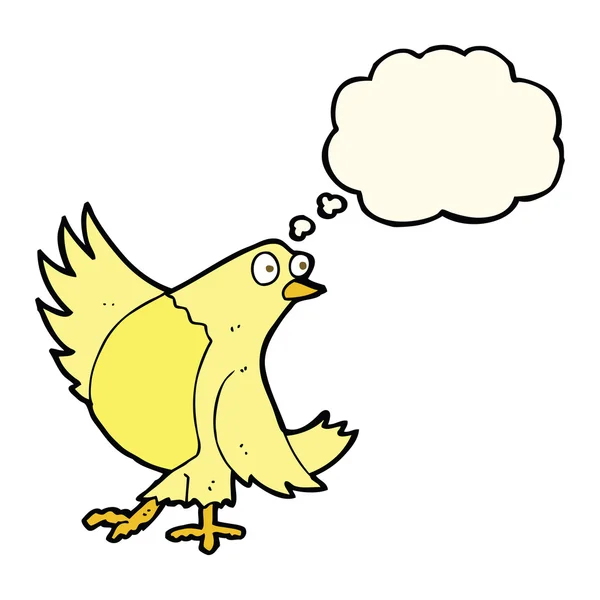 Kuş düşünce balonu ile dans çizgi film — Stok Vektör