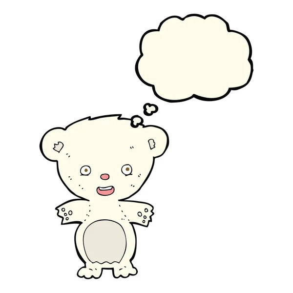 Urso polar dos desenhos animados com bolha de pensamento —  Vetores de Stock
