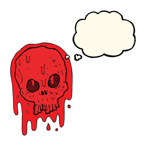Crânio sangrento desenhos animados com bolha de pensamento —  Vetores de Stock