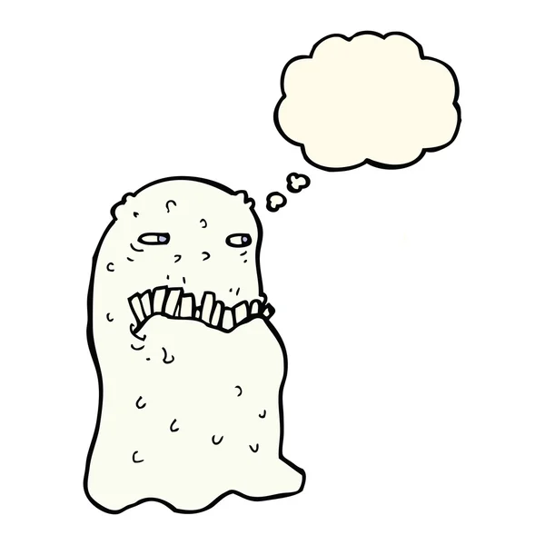 Dibujos animados fantasma burdo con burbuja de pensamiento — Vector de stock