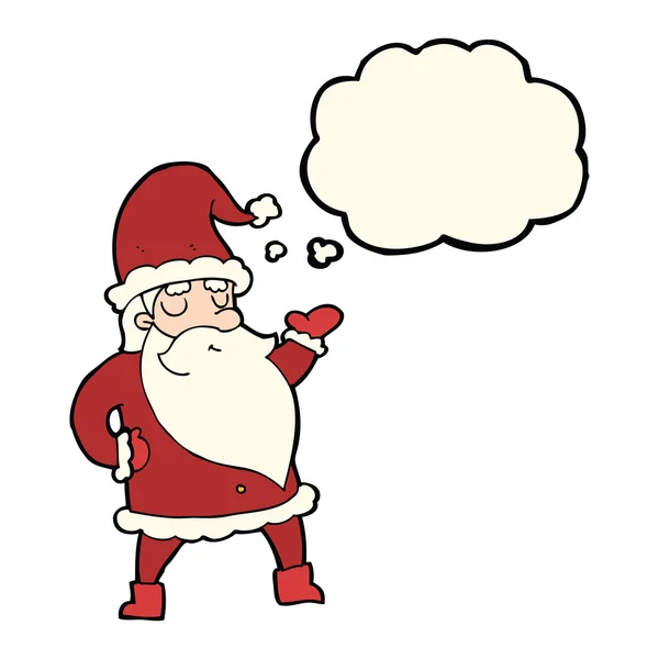 Cartoon santa claus met gedachte zeepbel — Stockvector