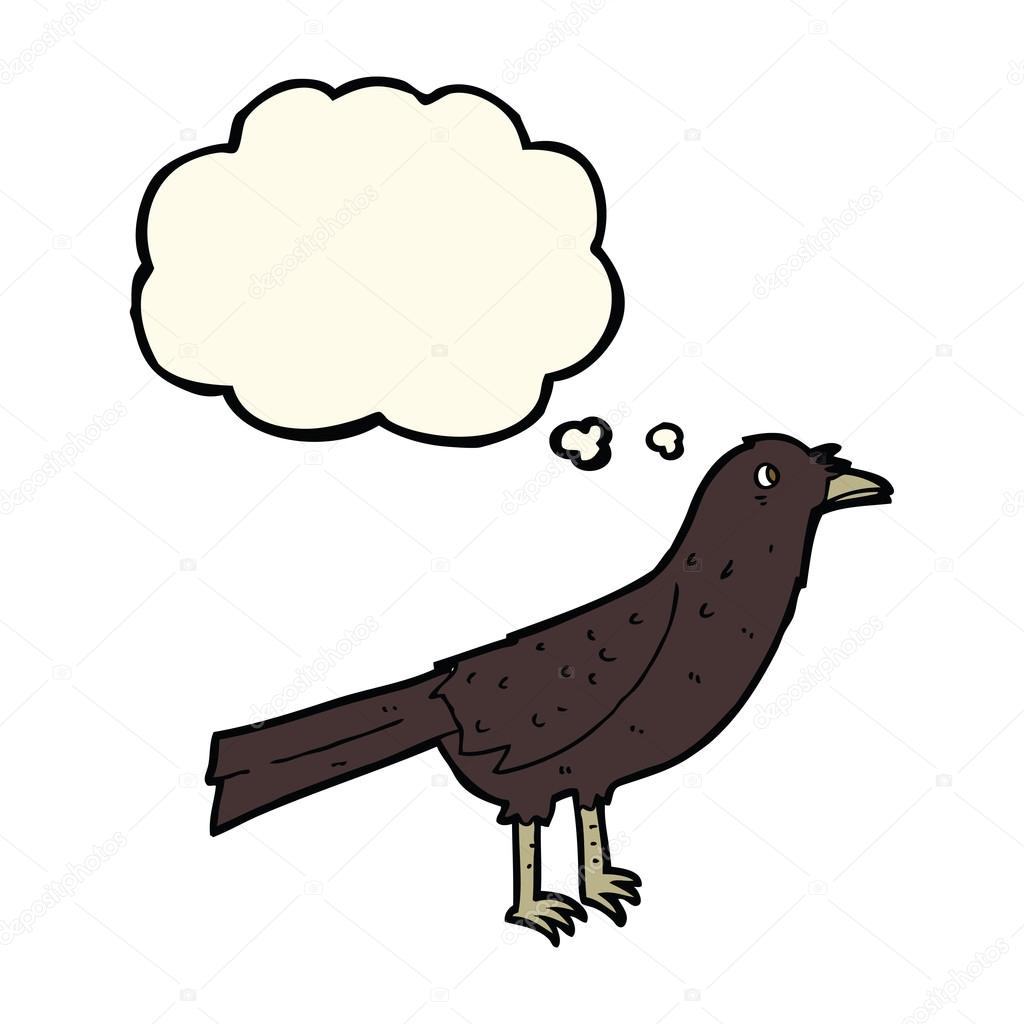 cartoon crow with thought bubble