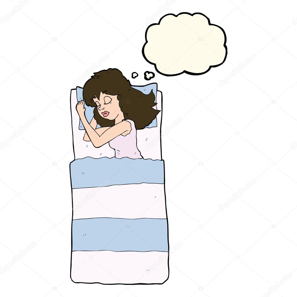 Cartoon Sleeping Woman With Thought Bubble Stock Vector