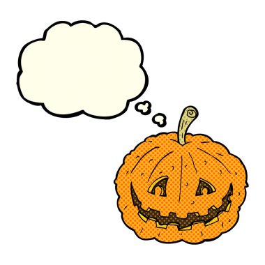 çizgi film sırıtan kabak ile düşünce balonu