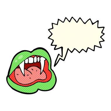 Düşünce kabarcığı olan vampir dudakları.