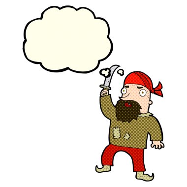 Düşünce baloncuklu çizgi film korsanı