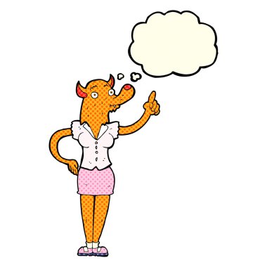 çizgi film Tilki kadın fikir düşünce balonu ile