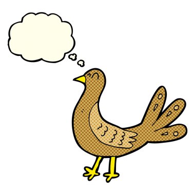 Düşünce baloncuklu çizgi film kuşu