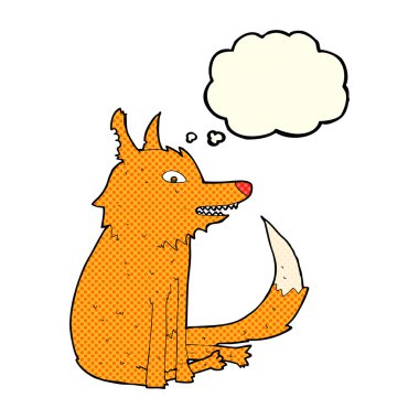 çizgi film fox düşünce balonu ile oturan