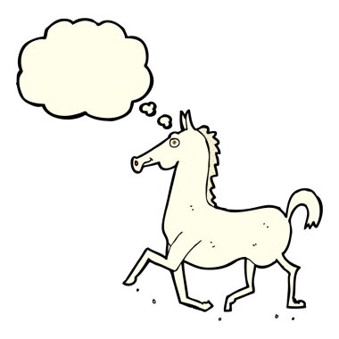 Düşünce baloncuklu çizgi film atı