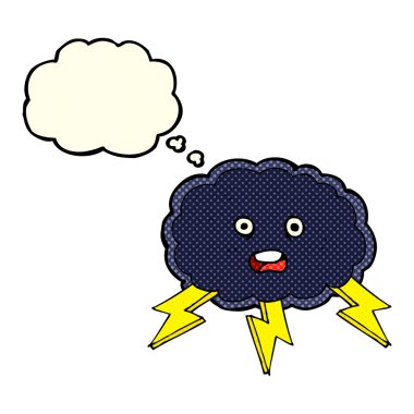 çizgi film bulut ve yıldırım sembolü düşünce balonu ile cıvata