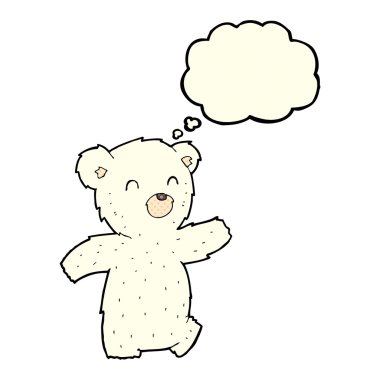 Kutup ayısı düşünce balonu ile karikatür