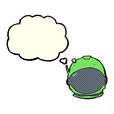 Düşünce baloncuklu astronot suratı