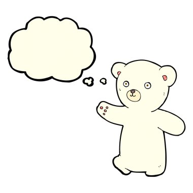 Düşünce baloncuklu çizgi film kutup ayısı yavrusu