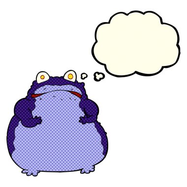 çizgi film şişman kurbağa ile düşünce balonu