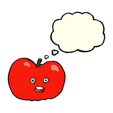 Düşünce baloncuklu çizgi film elması