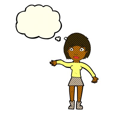 Karikatür, düşünce balonlu kadını şaşırttı.