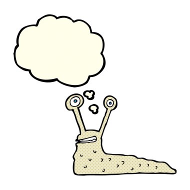 Düşünce baloncuklu çizgi film sümüklüböceği