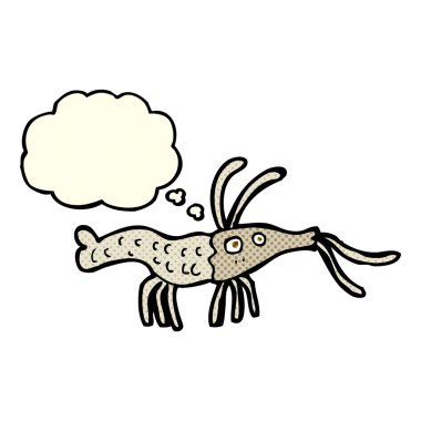 çizgi film karides ile düşünce balonu