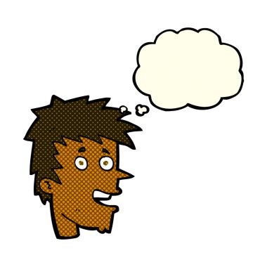 Düşünce baloncuklu mutlu çocuk yüzü