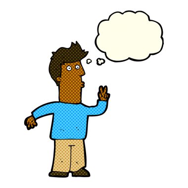 Çizgi film adamı düşünce baloncuğuyla işaret veriyor.