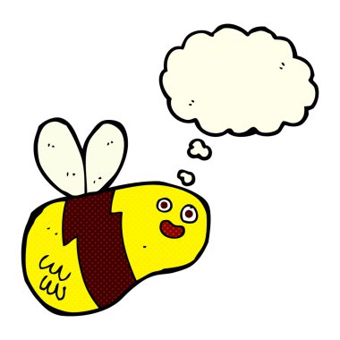 Düşünce baloncuklu çizgi film arısı