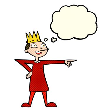 Düşünce baloncuğu ile prensi gösteren çizgi film