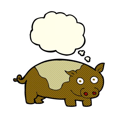 Düşünce baloncuklu çizgi film domuzu