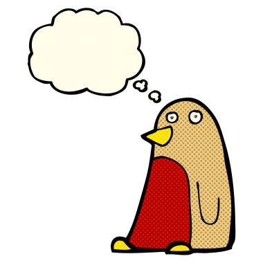 Düşünce baloncuklu çizgi robin