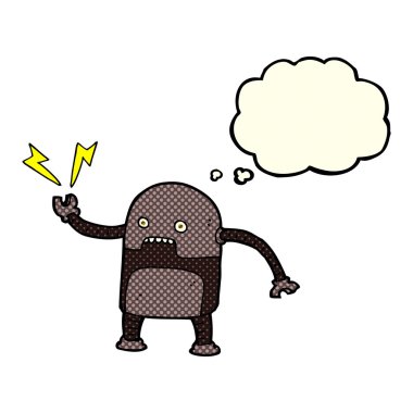 Düşünce baloncuklu komik robot.