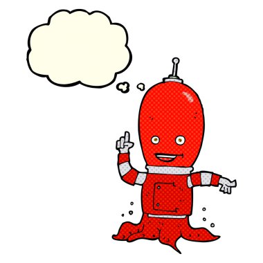 çizgi film uzaylı uzay adamı düşünce balonu ile