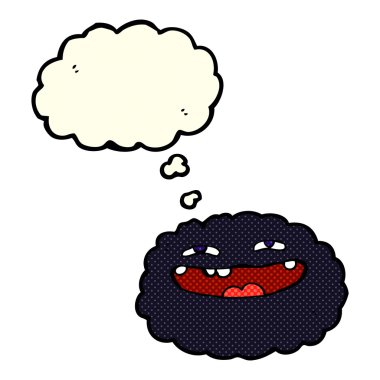 Düşünce baloncuklu mutlu çizgi film bulutu