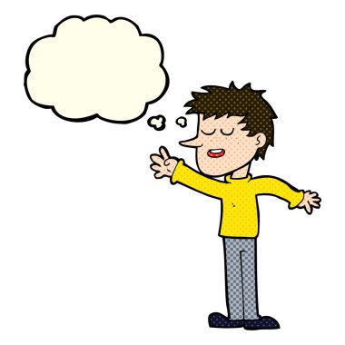 çizgi film mutlu adam düşünce kabarcığına uzanıyor