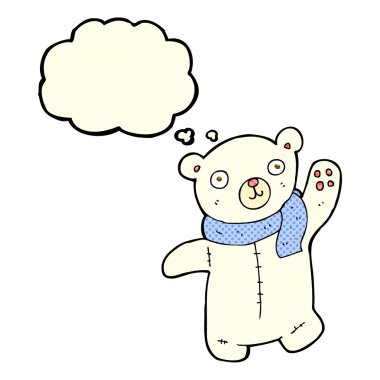 Düşünce baloncuklu şirin kutup ayısı.