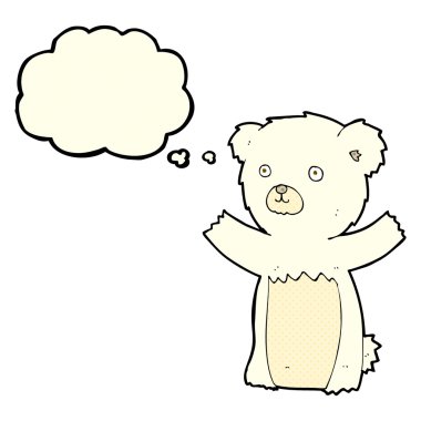 Düşünce baloncuklu şirin kutup ayısı.