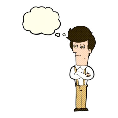 Çizgi film düşünce baloncuğu ile rahatsız bir adam