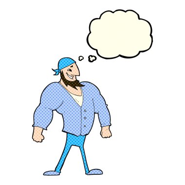 Düşünce baloncuğu olan erkek bir denizci.