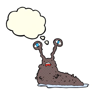 Düşünce baloncuklu iğrenç çizgi film sümüklüböceği