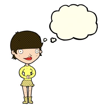çizgi film dostu kadınla düşünce balonu