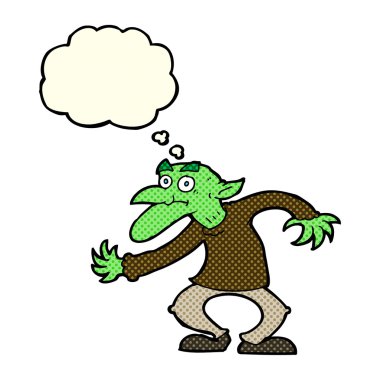 Düşünce baloncuklu çizgi film cini