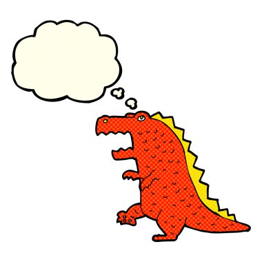 Düşünce baloncuklu karikatür dinozor