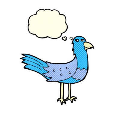 Düşünce baloncuklu çizgi film kuşu