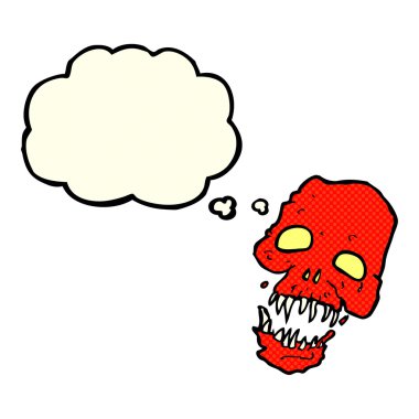 Düşünce baloncuklu korkunç kafatası