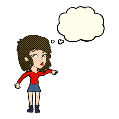 serin düşünce balonu ile oynarken çizgi film kadın