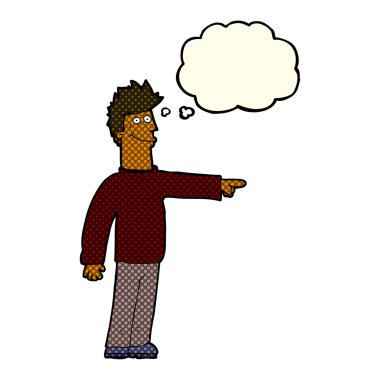 çizgi film mutlu adam düşünce baloncuğu ile işaret