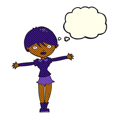 Düşünce baloncuğu olan vampir kız.