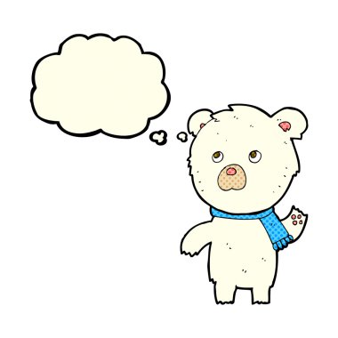 Düşünce baloncuklu şirin kutup ayısı çizgi filmi